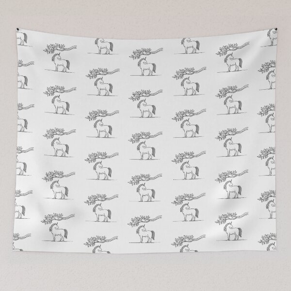 Item preview, A unicorn positioned under a branch that low to the ground designed and sold by rasagamastore.