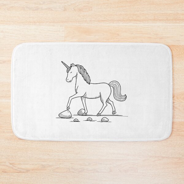 Item preview, A unicorn walking slowly across stones scattered in a path designed and sold by rasagamastore.