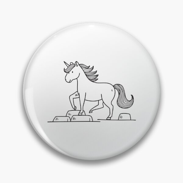 Item preview, A unicorn carefully placing its feet on scattered small rocks designed and sold by rasagamastore.