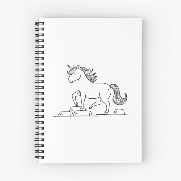 Item preview, A unicorn carefully placing its feet on scattered small rocks designed and sold by rasagamastore.