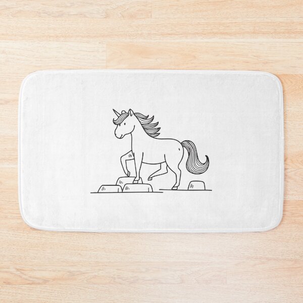 Item preview, A unicorn carefully placing its feet on scattered small rocks designed and sold by rasagamastore.
