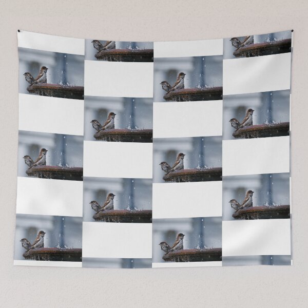 Item preview, Sparrows Bathing in a Fountain designed and sold by ruffinathisarts.
