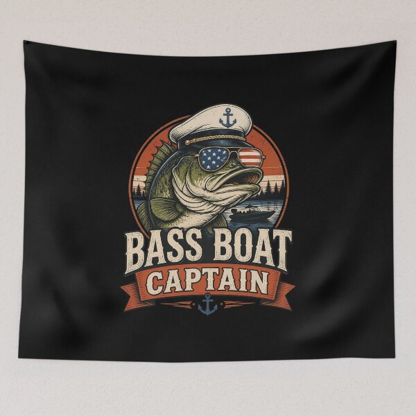 Item preview, Funny Bass Boat Captain Patriotic American Flag Fishing designed and sold by OlakunleOloroz.