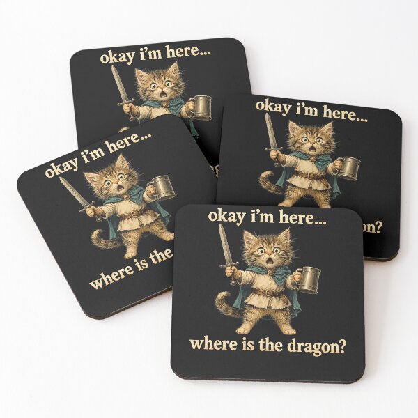 Item preview, Okay I'm Here Where Is The Dragon Funny Cat Coffee designed and sold by Mdcazeem.