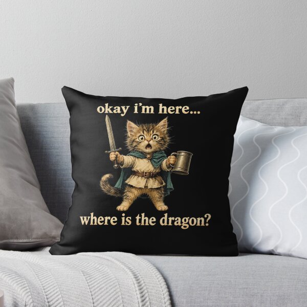 Item preview, Okay I'm Here Where Is The Dragon Funny Cat Coffee designed and sold by Mdcazeem.