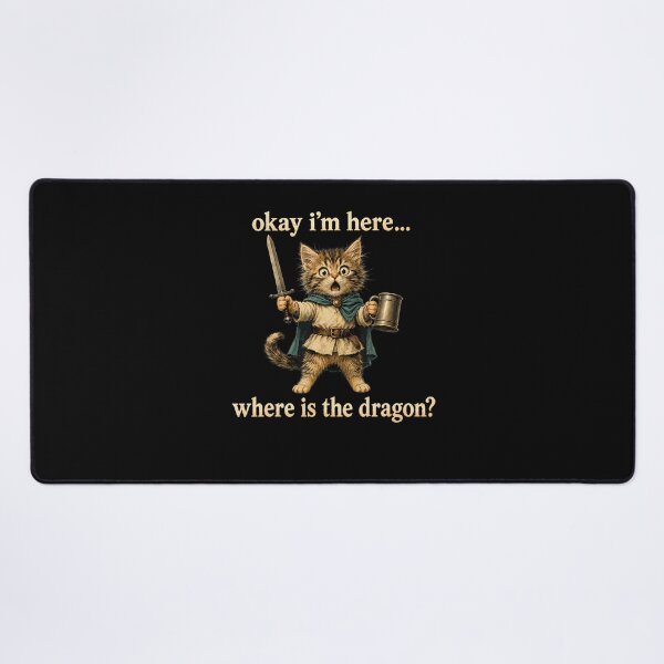 Item preview, Okay I'm Here Where Is The Dragon Funny Cat Coffee designed and sold by Mdcazeem.
