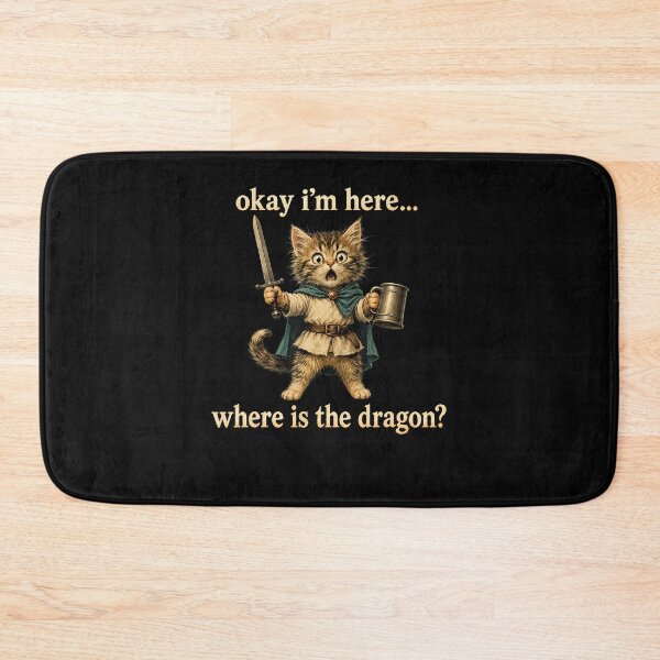 Item preview, Okay I'm Here Where Is The Dragon Funny Cat Coffee designed and sold by Mdcazeem.