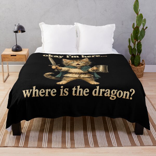 Item preview, Okay I'm Here Where Is The Dragon Funny Cat Coffee designed and sold by Mdcazeem.