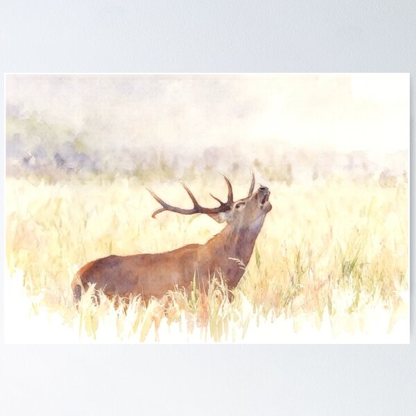Item preview, Watercolor Bugling Elk Silhouette – Majestic Wildlife Art designed and sold by BLUESKY11a.