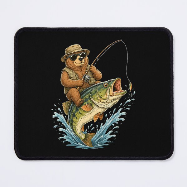 Item preview, Funny Bear Riding Bass Fish designed and sold by OlakunleOloroz.