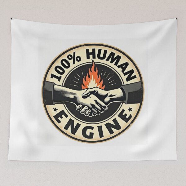 Item preview, 100 Percent Human Engine Retro Badge designed and sold by FlippoStories.