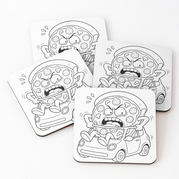 Item preview,  Funny Pizza Driving Tiny Car Road Rage Cartoon Character designed and sold by ComedyInkFactor.