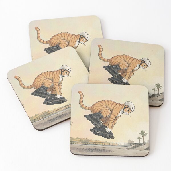 Item preview, Orange Tabby Cat Rollerblading Skate Park designed and sold by Butterfly-Dream.