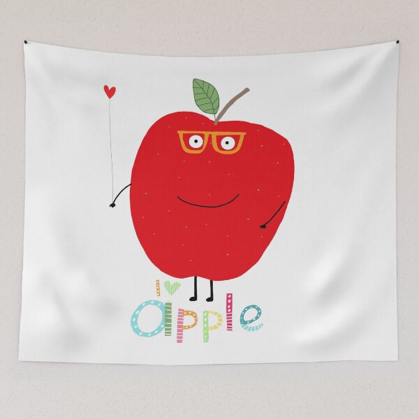 Item preview, Funny Apple With Glasses Holding A Heart By Artist Carla Daly designed and sold by Carla Daly.