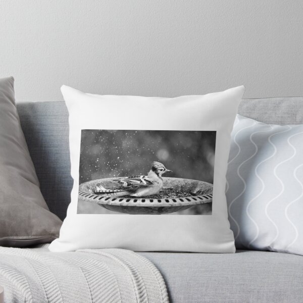 Item preview, Blue Jay Bathing in Bird Bath designed and sold by ruffinathisarts.