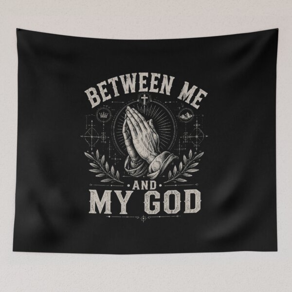 Item preview, Between Me and My God – Vintage Praying Hands Christian Faith T-Shirt Design designed and sold by Obiechefu.