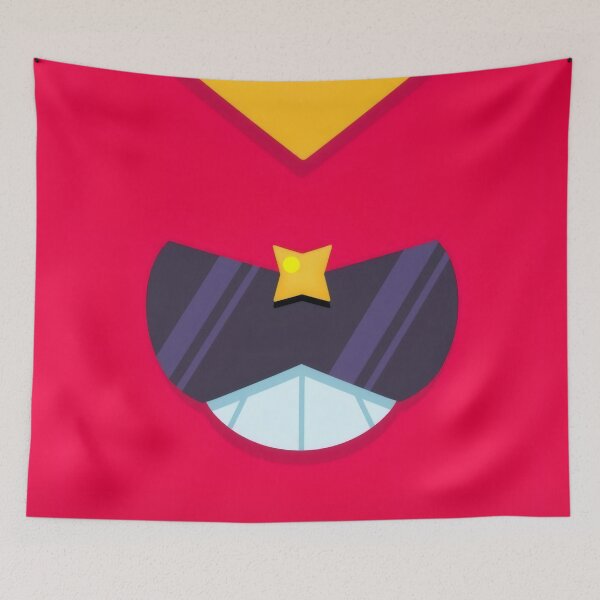 Item preview, Minimalist Red Superhero Robot Face - Retro Mecha Fighter Geometric Sticker designed and sold by William Cano.