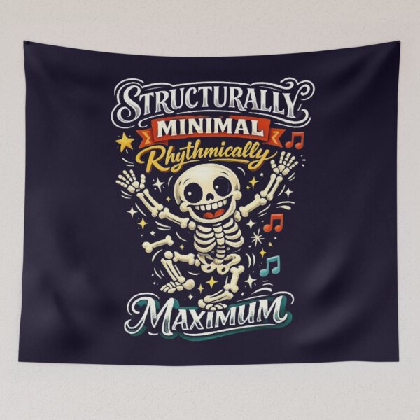 Item preview, Structurally Minimal Rhythmically Maximum Funny Skeleton Dancing Halloween Tshirt designed and sold by HopeAndHustle.