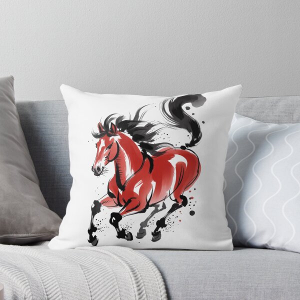 Item preview, A dynamic ink painting of a powerful red horse  designed and sold by 123ks.