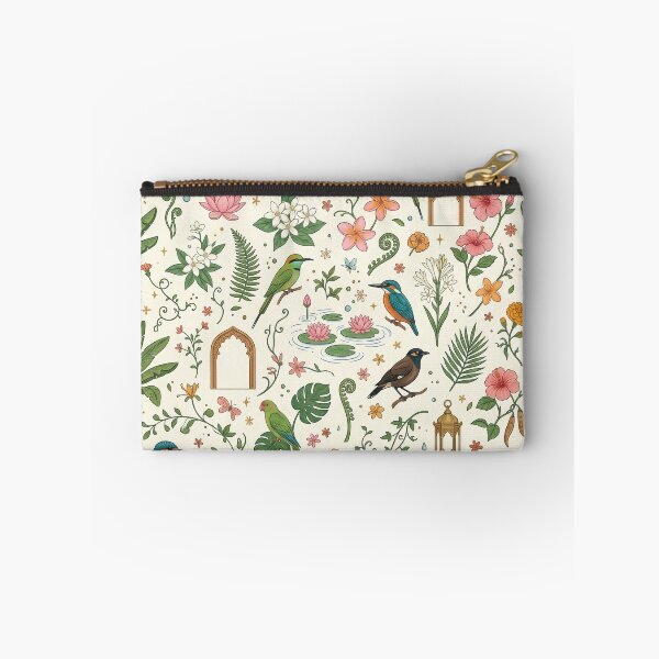 Item preview, Mughal Palace Courtyard Wallpaper – Tropical Birds & Lotus Print designed and sold by OpenDreamArts.