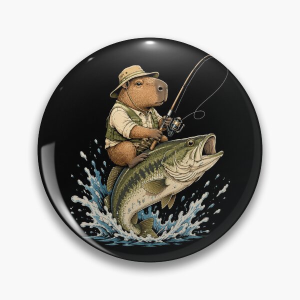 Item preview, Funny Capybara Riding Bass Fish designed and sold by OlakunleOloroz.