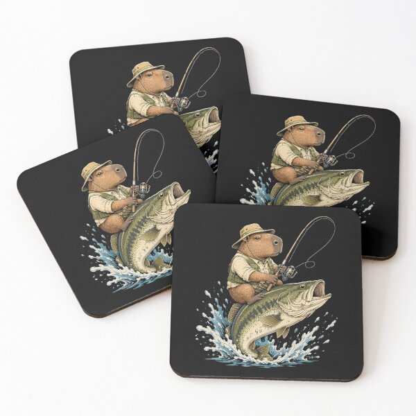 Item preview, Funny Capybara Riding Bass Fish designed and sold by OlakunleOloroz.
