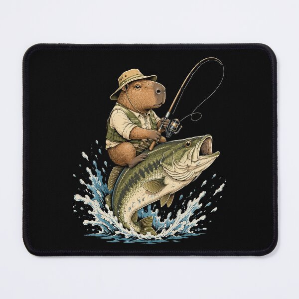 Item preview, Funny Capybara Riding Bass Fish designed and sold by OlakunleOloroz.