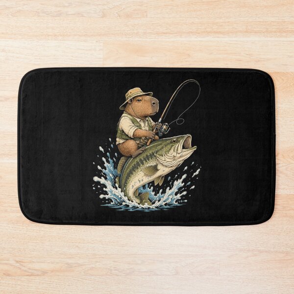 Item preview, Funny Capybara Riding Bass Fish designed and sold by OlakunleOloroz.