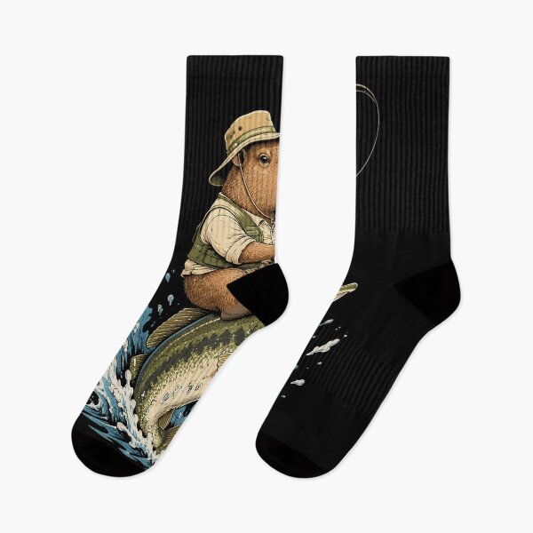 Item preview, Funny Capybara Riding Bass Fish designed and sold by OlakunleOloroz.