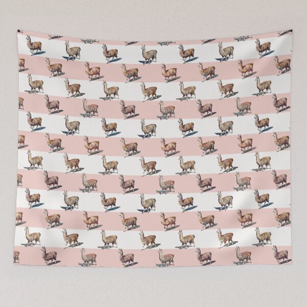Item preview, Watercolor Llamas over Pastel Pink and White designed and sold by Lidra Zehcnas.