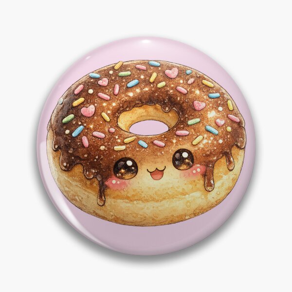 Item preview, Kawaii Donut Watercolor Illustration – Cute Chocolate Sprinkle Dessert Character Art designed and sold by MagicMakerPh.