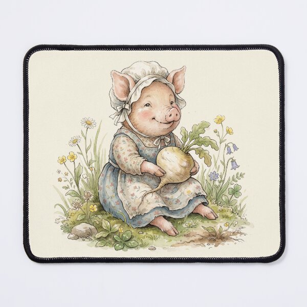 Item preview, Sweet Piglet Girl with a Turnip - Vintage Storybook Illustration designed and sold by Pasteltone.
