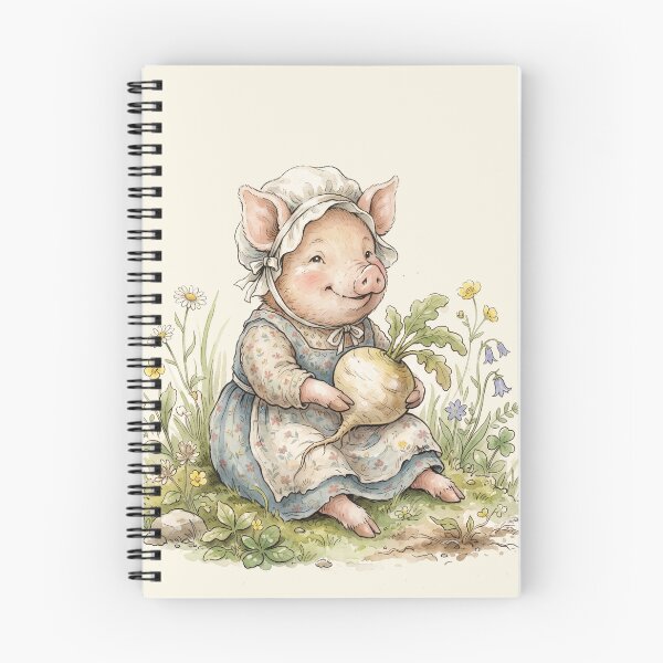 Item preview, Sweet Piglet Girl with a Turnip - Vintage Storybook Illustration designed and sold by Pasteltone.