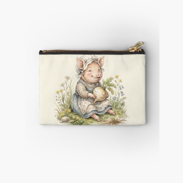 Item preview, Sweet Piglet Girl with a Turnip - Vintage Storybook Illustration designed and sold by Pasteltone.