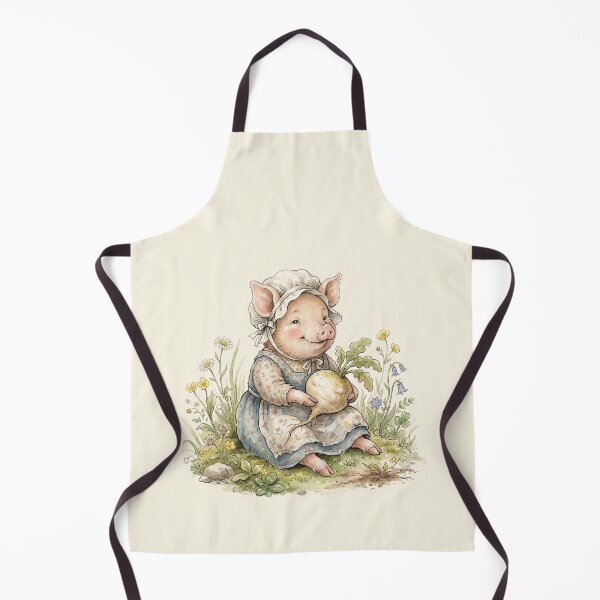 Item preview, Sweet Piglet Girl with a Turnip - Vintage Storybook Illustration designed and sold by Pasteltone.
