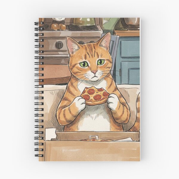 Item preview, Orange Tabby Cat Eating Pizza Slice Funny Kitchen designed and sold by Butterfly-Dream.