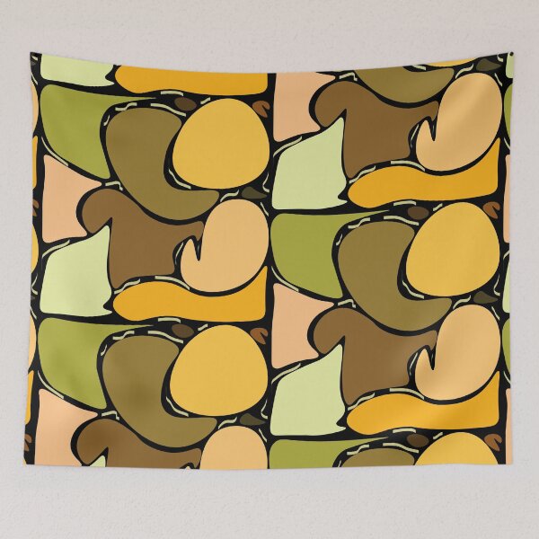 Item preview, Blended Abstract Shapes Illustration – Bold Earth Tone Color Block Wall Art (Black Background) designed and sold by MoonHoneybyImani.