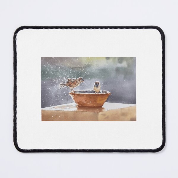 Item preview, Watercolor Painting of Sparrows Bathing designed and sold by ruffinathisarts.