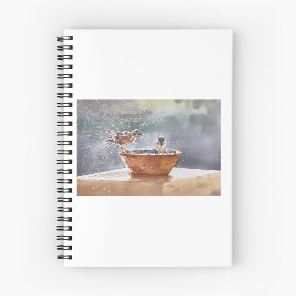 Item preview, Watercolor Painting of Sparrows Bathing designed and sold by ruffinathisarts.