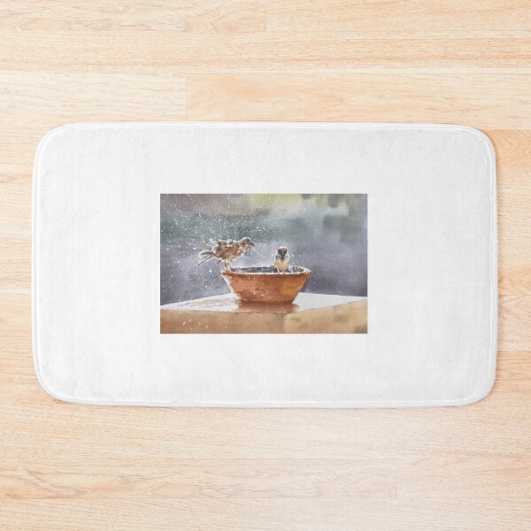 Item preview, Watercolor Painting of Sparrows Bathing designed and sold by ruffinathisarts.