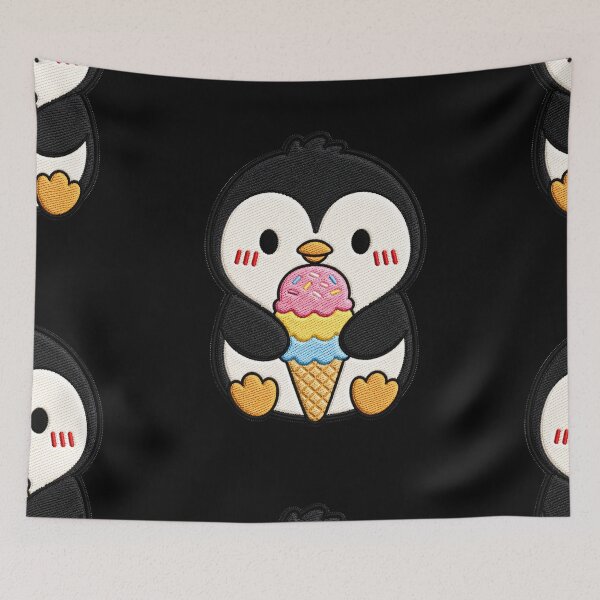 Item preview, Tiny Penguin Holding Ice Cream designed and sold by ColorSplash123.
