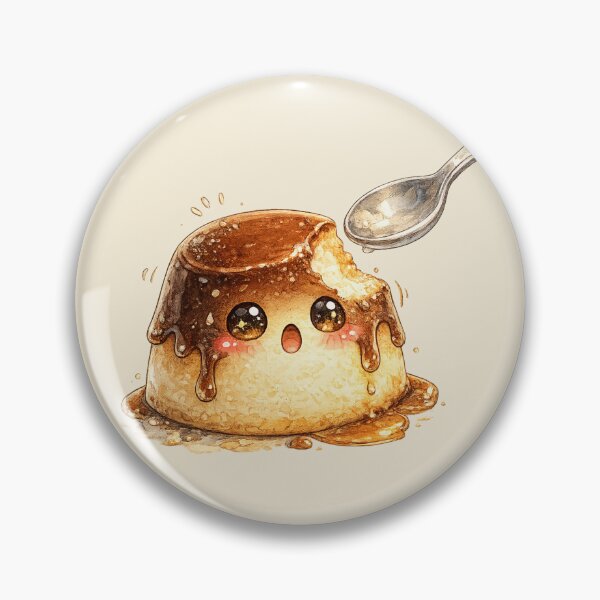 Item preview, Kawaii Pudding Watercolor Illustration – Cute Flan Dessert Character with Caramel Hat designed and sold by MagicMakerPh.