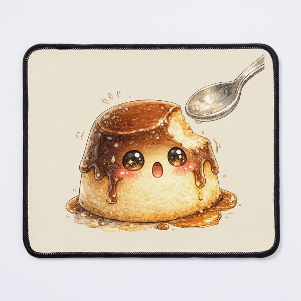 Item preview, Kawaii Pudding Watercolor Illustration – Cute Flan Dessert Character with Caramel Hat designed and sold by MagicMakerPh.