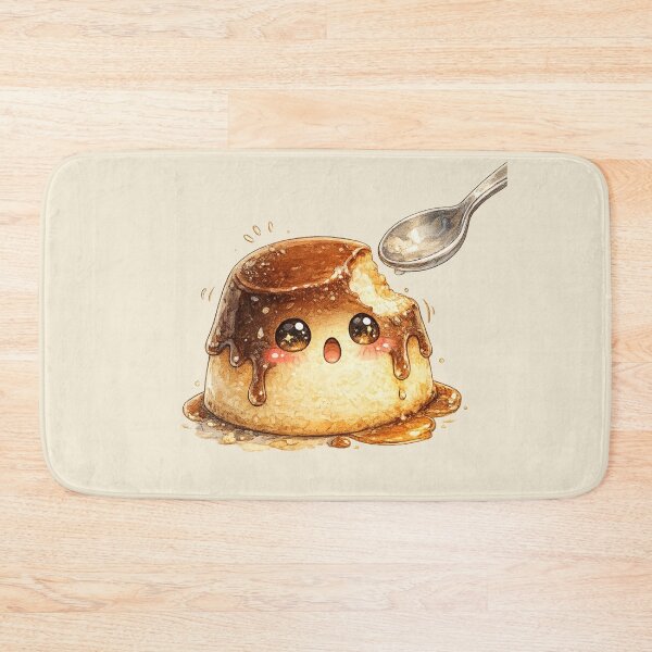 Item preview, Kawaii Pudding Watercolor Illustration – Cute Flan Dessert Character with Caramel Hat designed and sold by MagicMakerPh.