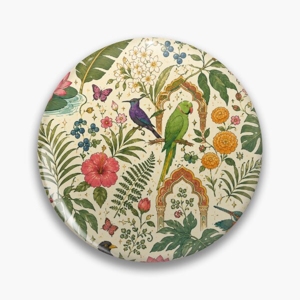 Item preview, Aesthetic Tropical Birds & Palace Courtyard Wallpaper Pattern designed and sold by OpenDreamArts.