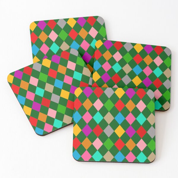 Item preview, Multicolored Harlequin Diamonds Pattern Design - Green  designed and sold by PatternTitan.