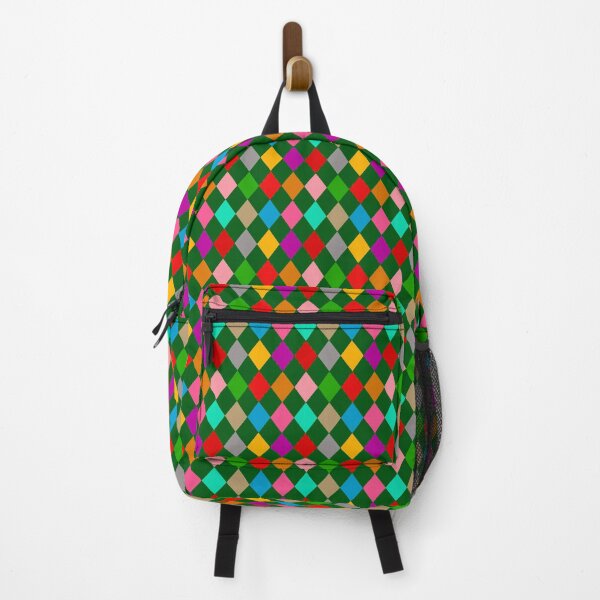 Item preview, Multicolored Harlequin Diamonds Pattern Design - Green designed and sold by PatternTitan.