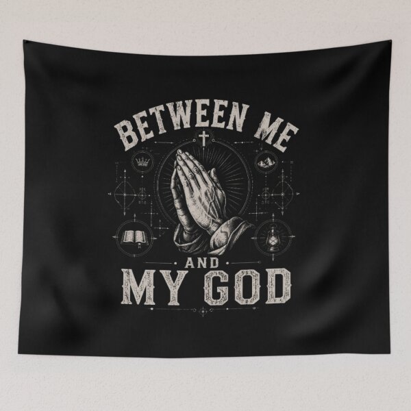 Item preview, Between Me and My God – Vintage Praying Hands Christian Faith T-Shirt Design designed and sold by Obiechefu.