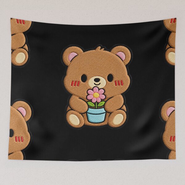 Item preview, Shy Bear Hugging Flower Pot designed and sold by ColorSplash123.