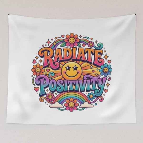 Item preview, Radiate Positivity Retro Typography T-Shirt | Groovy Colorful Quote | Smiley Aesthetic Graphic Tee designed and sold by Faisal  Shah.